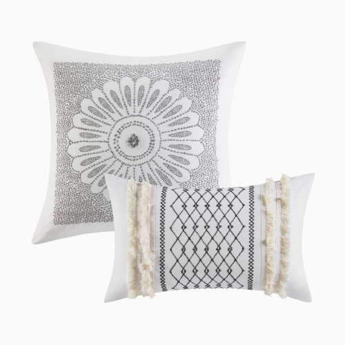 King Cal King Cotton Printed Duvet Cover Set With Chenille