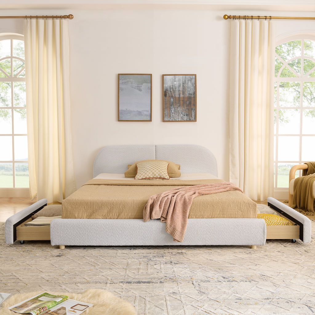 Queen Size Upholstered Bed Frame Modern Minimalist Style