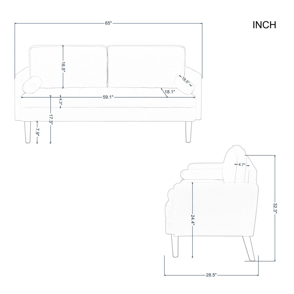 65' Modern Couch/Loveseat