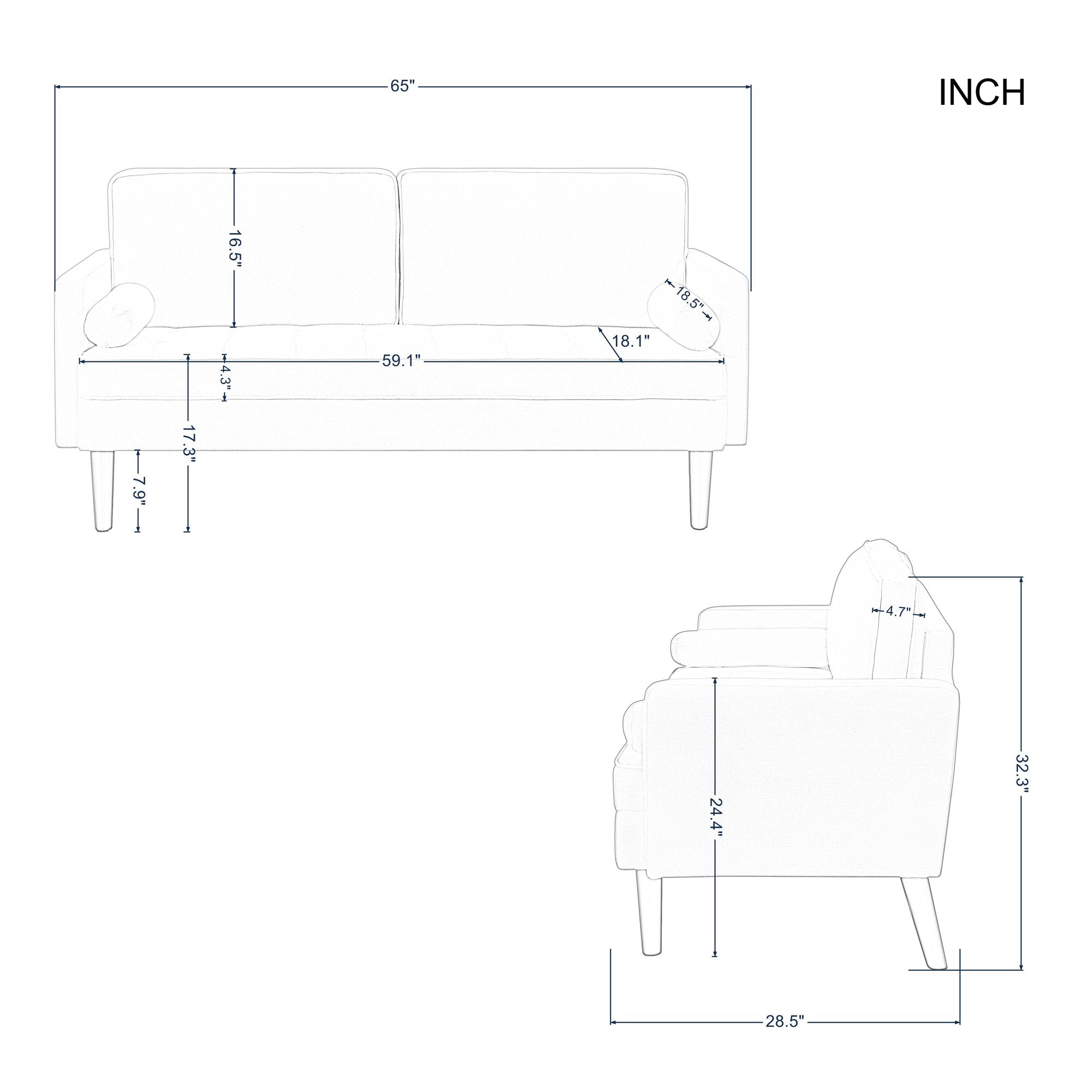 65' Modern Couch/Loveseat